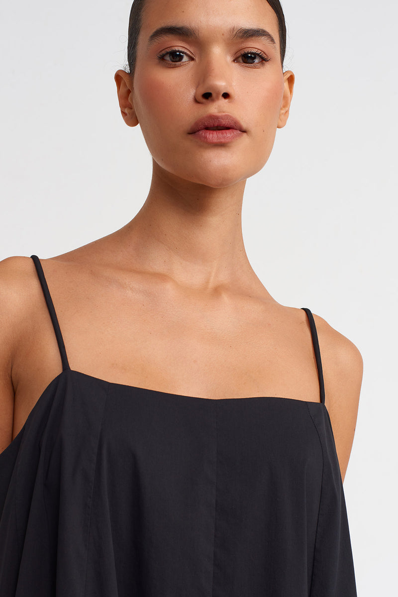 Nu Strappy Poplin Dress Black