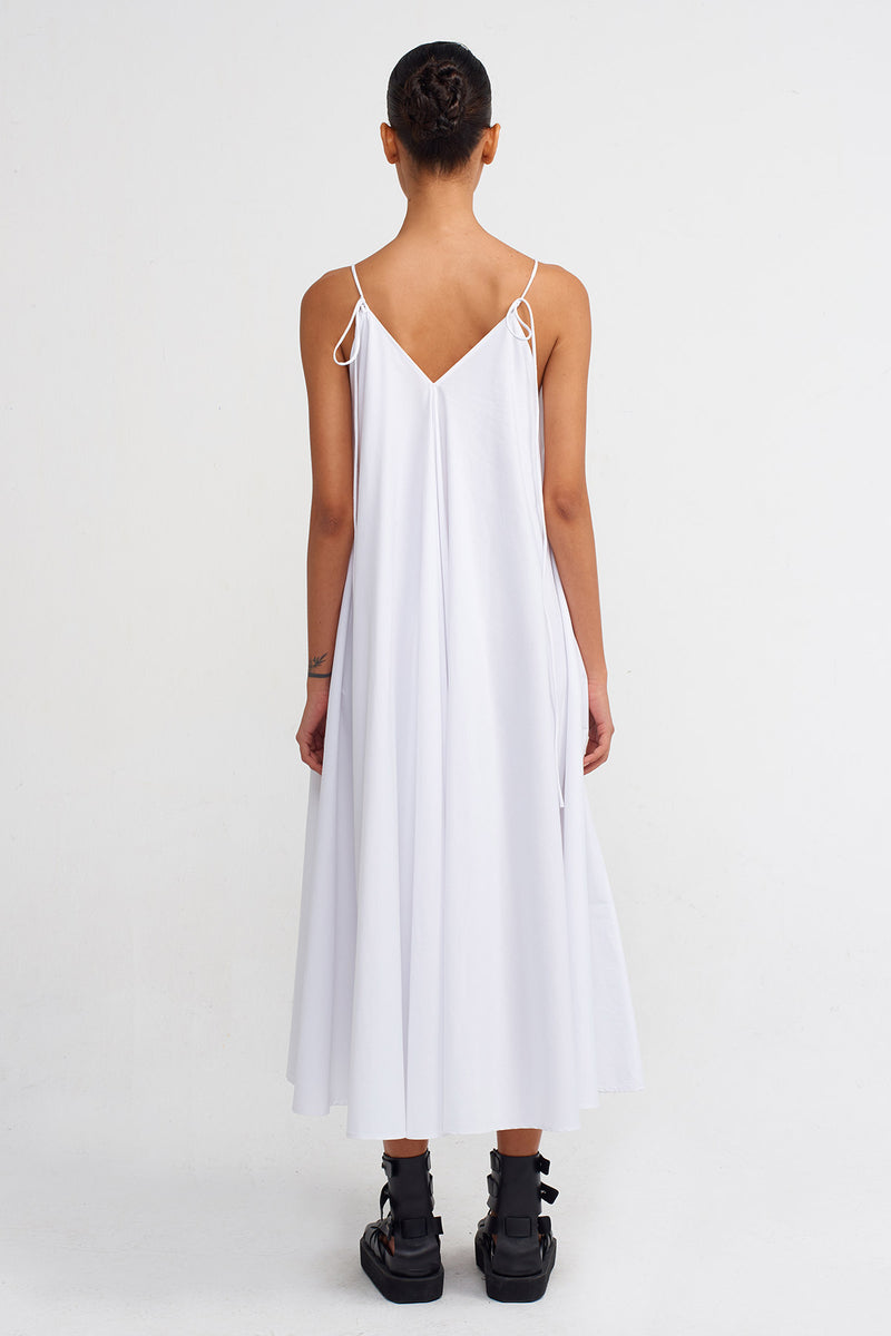 Nu Strappy Poplin Dress Off White