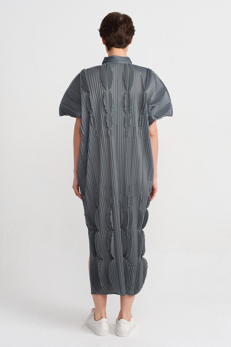 NU Pleated Shirt Dress Silver