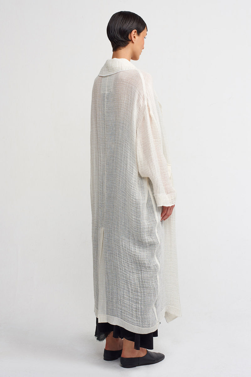 Nu Pocketed, Linen Long Jacket Off White