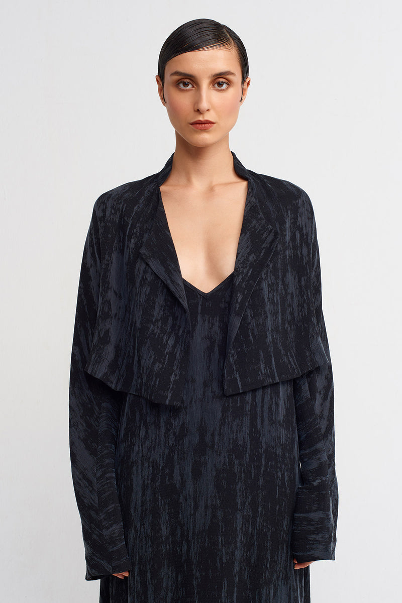 Nu Velvet-Look Short Cardigan Black