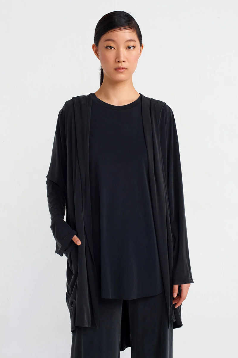 Nu Hooded Basic Cardigan Black