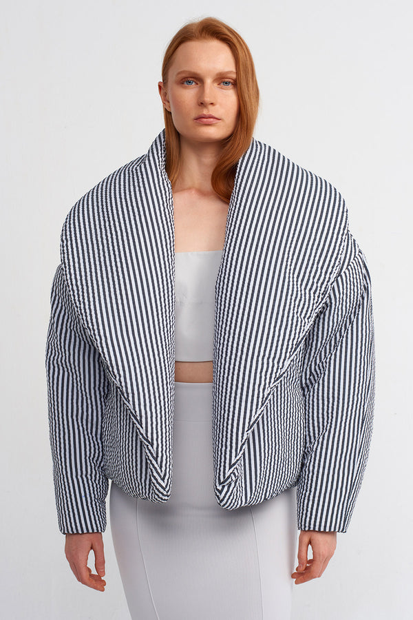 Nu Striped Puffer Jacket Black