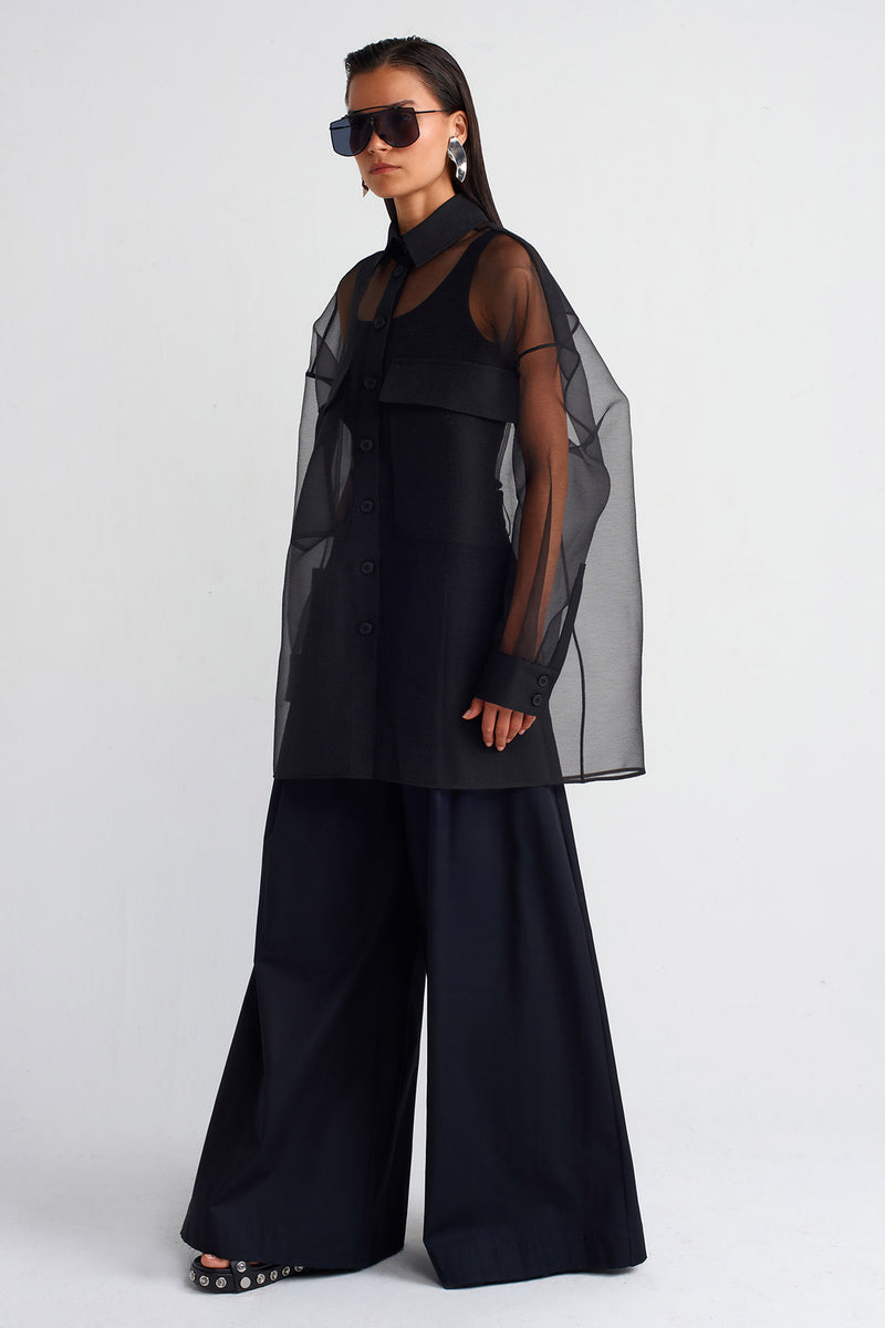 NU Oversized Organza Shirt Black