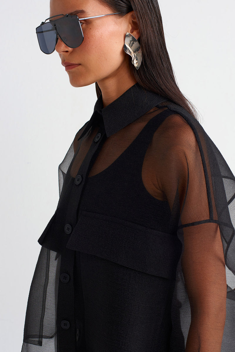 NU Oversized Organza Shirt Black