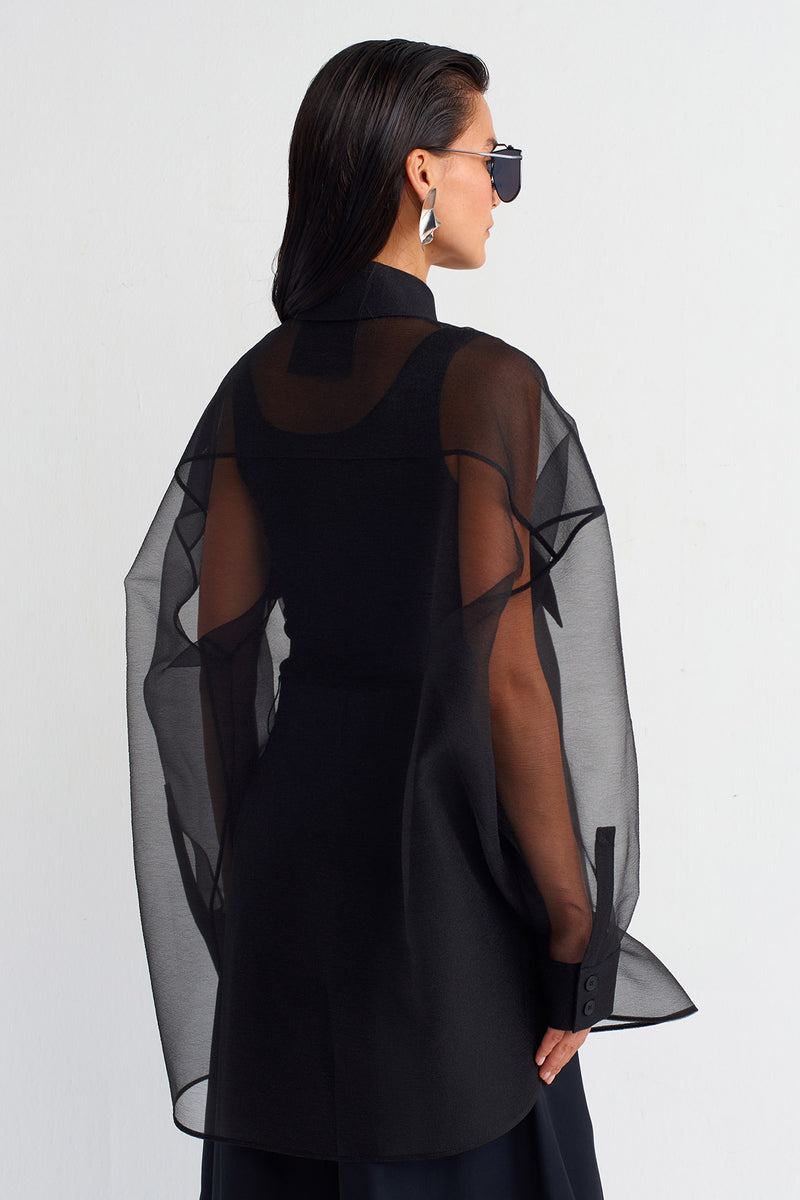 NU Oversized Organza Shirt Black