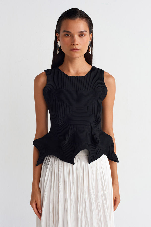 NU Origami Knitted Blouse Black
