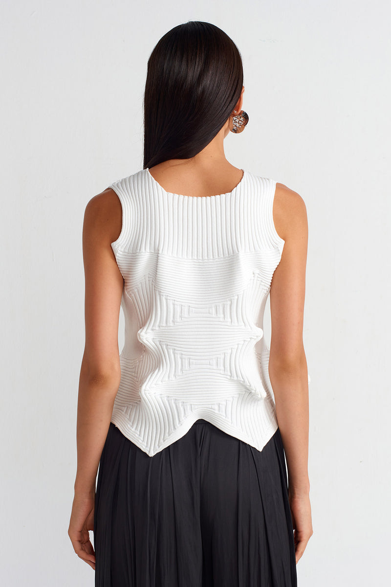 NU Origami Knitted Blouse Off White