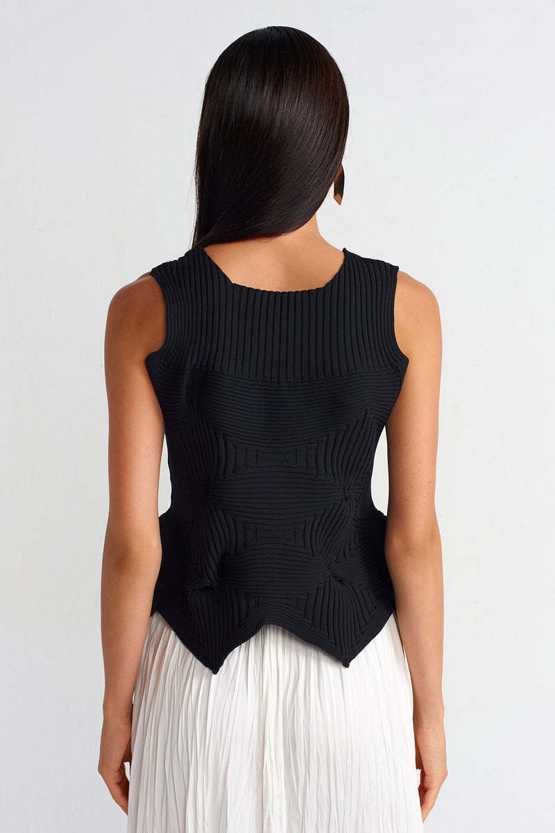 NU Origami Knitted Blouse Black