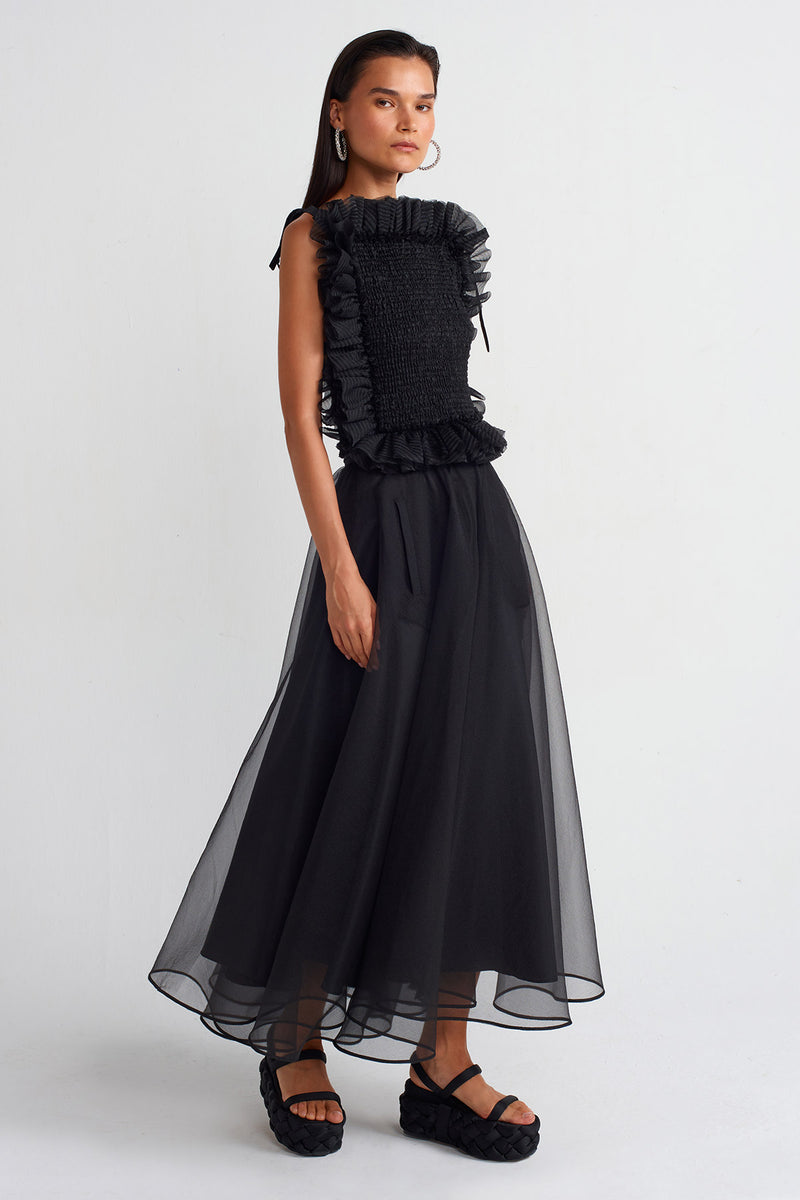 NU Embroidered Organza Bustier Black