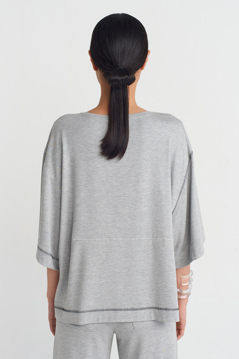 Nu Stitched Detail T-Shirt Grey Melange