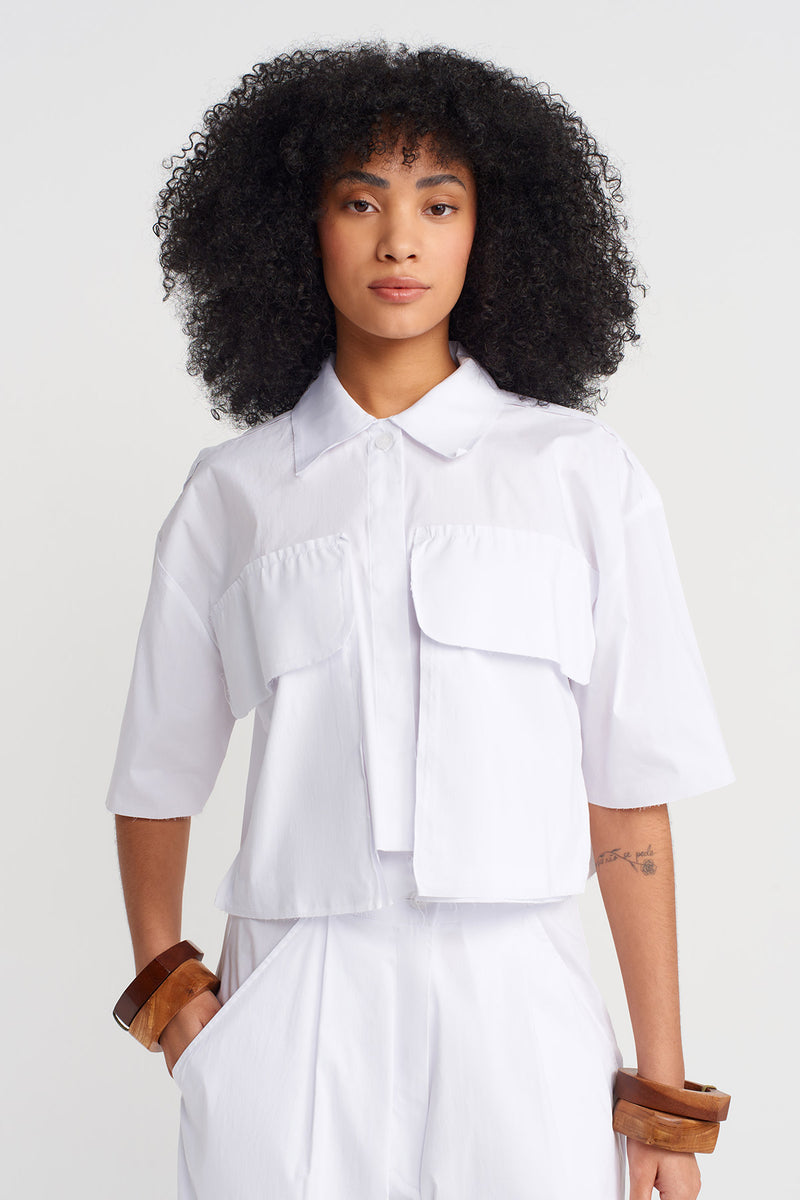 NU Cropped Poplin Shirt Off White