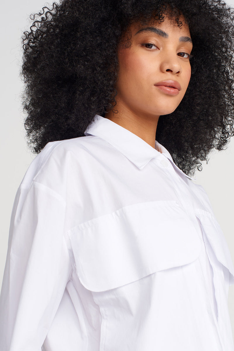 NU Cropped Poplin Shirt Off White