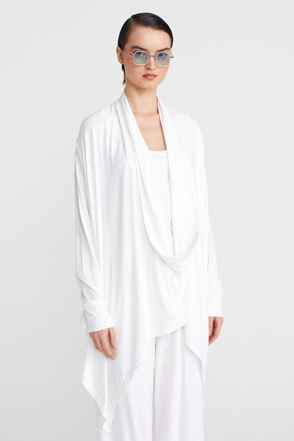 Nu Scarf Collar Blouse Off White
