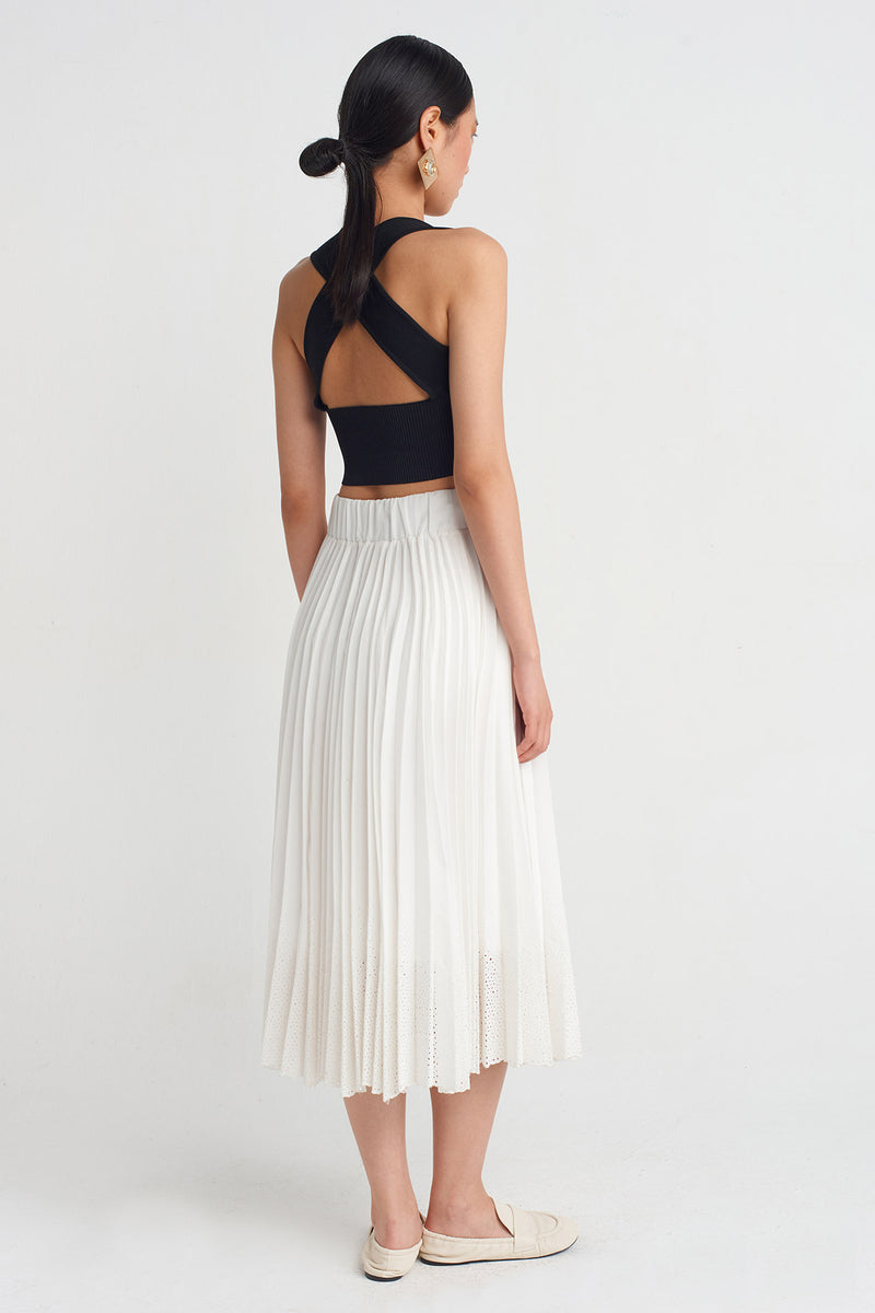 NU Pleated Lace Skirt Off White