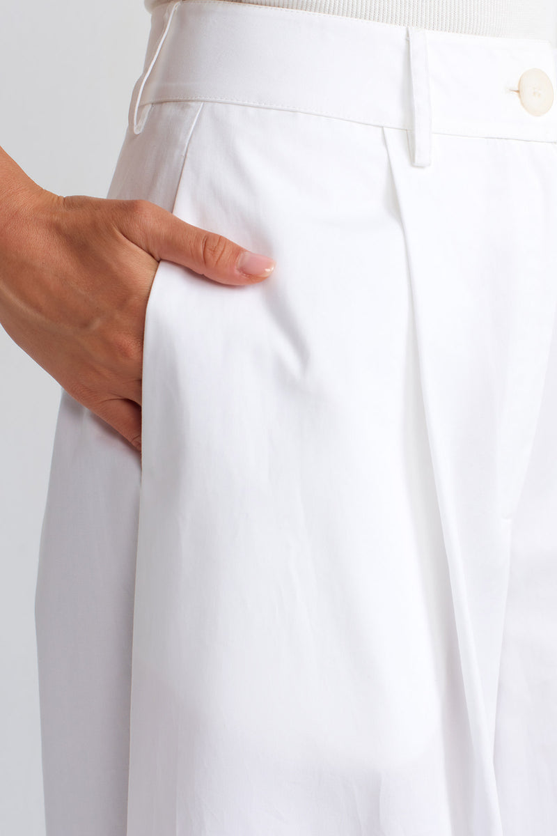 NU Wide-Leg Poplin Trousers Off White