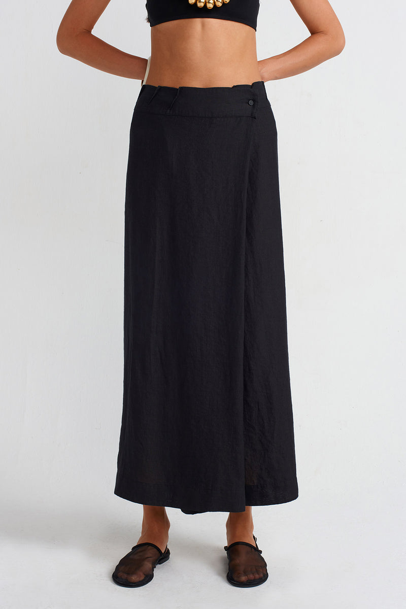 NU Trousers With Front Overlap Black