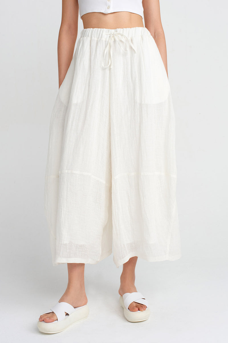 NU Linen Midi Pants Off White