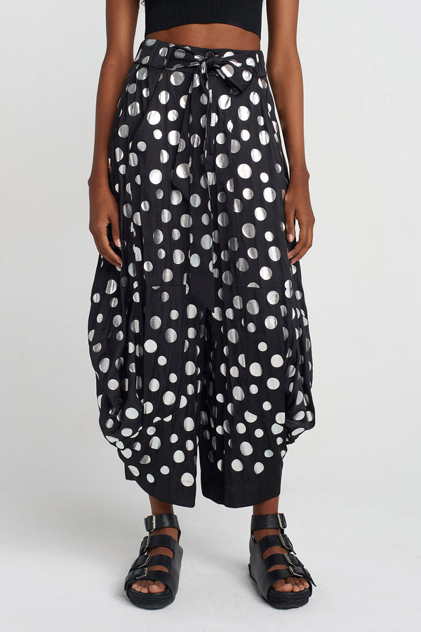 NU Printed Satin Pants Black - Silver