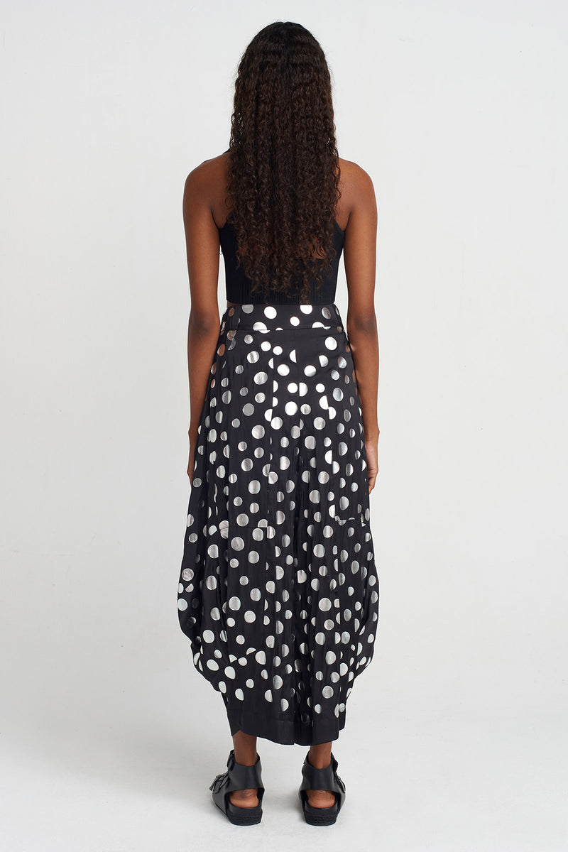 NU Printed Satin Pants Black - Silver