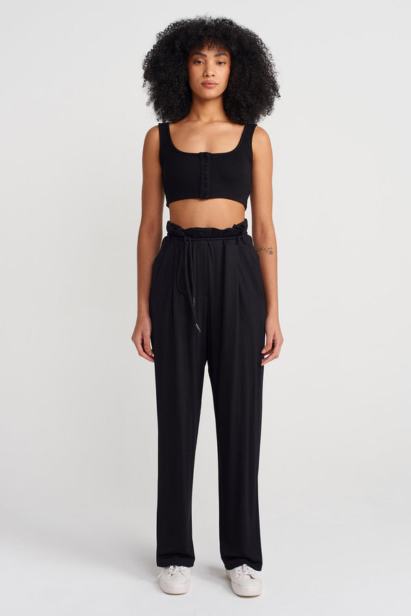 NU Flowing Fabric Wide-Leg Trousers Black