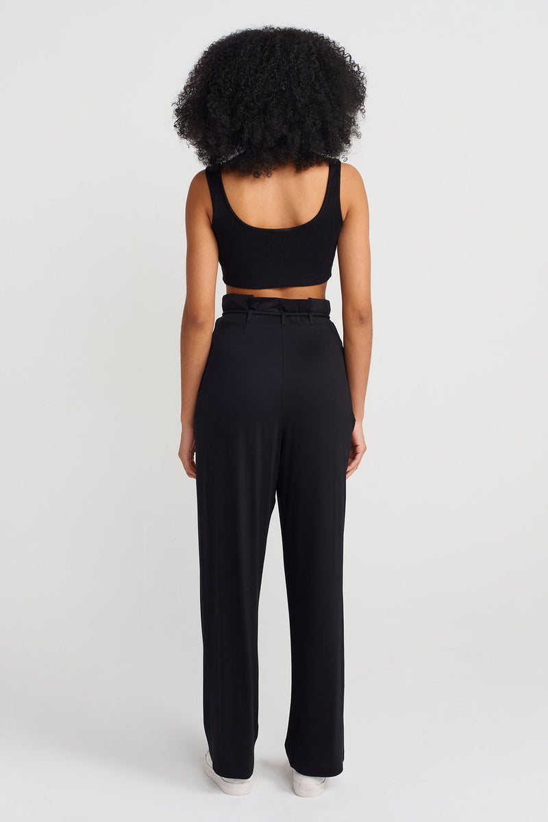 NU Flowing Fabric Wide-Leg Trousers Black