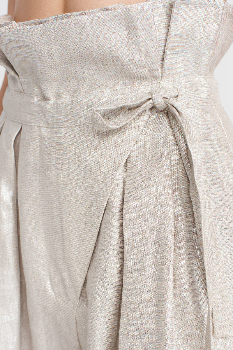 NU Pleated Wide-Leg Trousers Silver