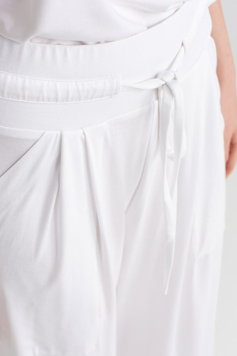 NU Drawstring High-Waisted Trousers Off White