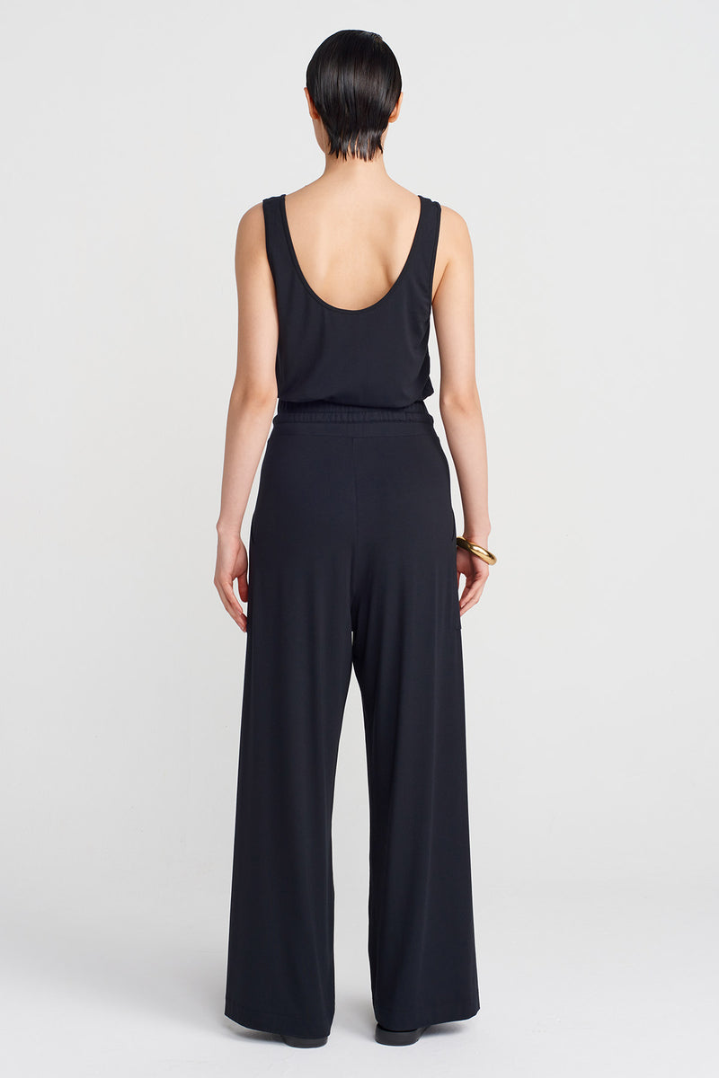 NU Drawstring High-Waisted Trousers Black