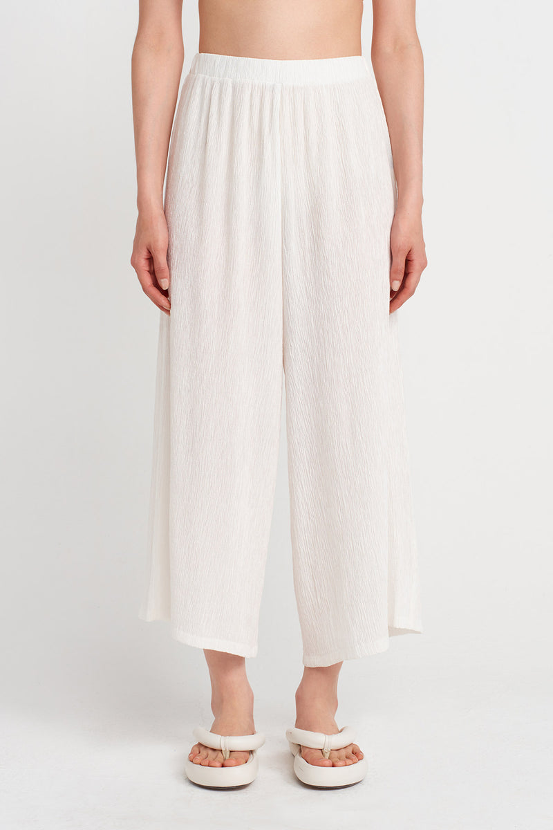 NU Wide Crinkle Trousers Off White