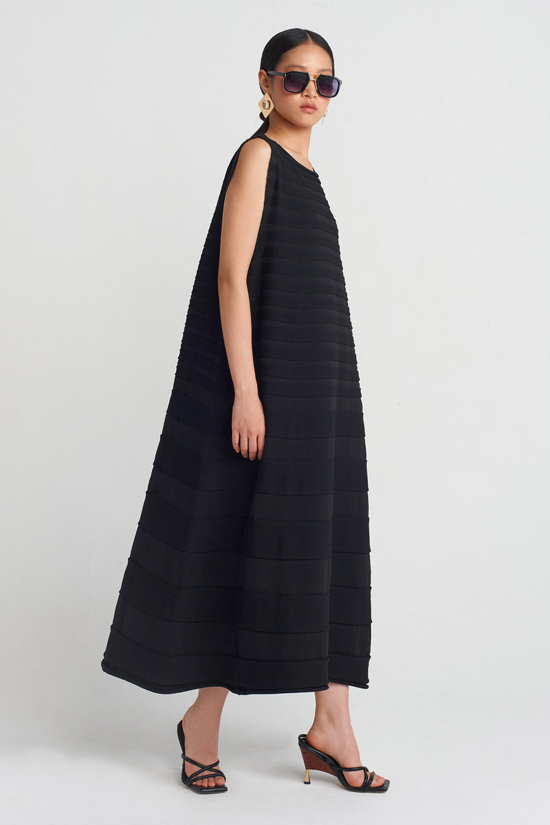 Nu Accordion Knit Dress Black