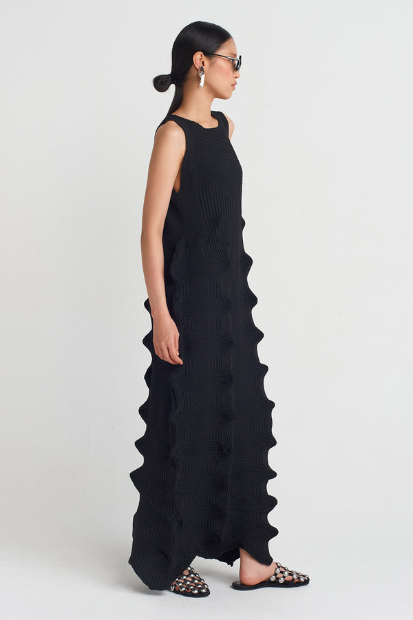 Nu Origami Knit Maxi Dress Black