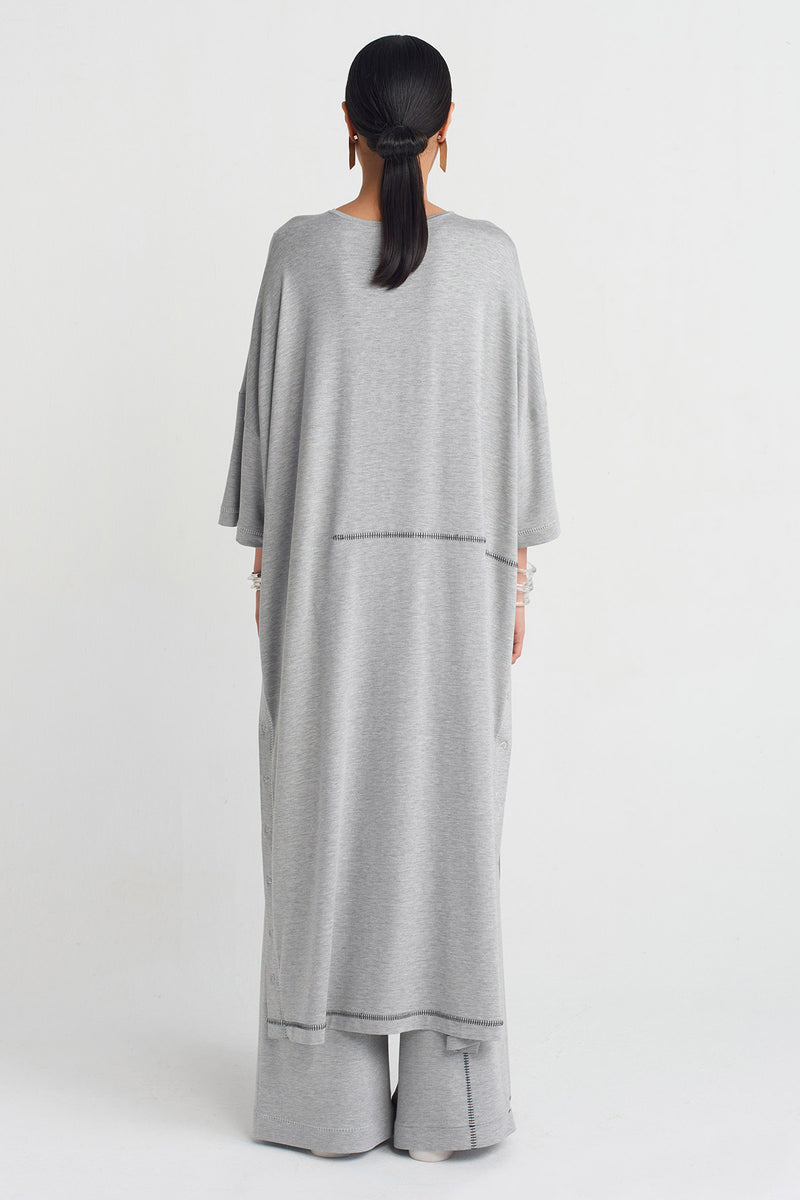 Nu Side Snap Detail Tunic Dress Grey Melange