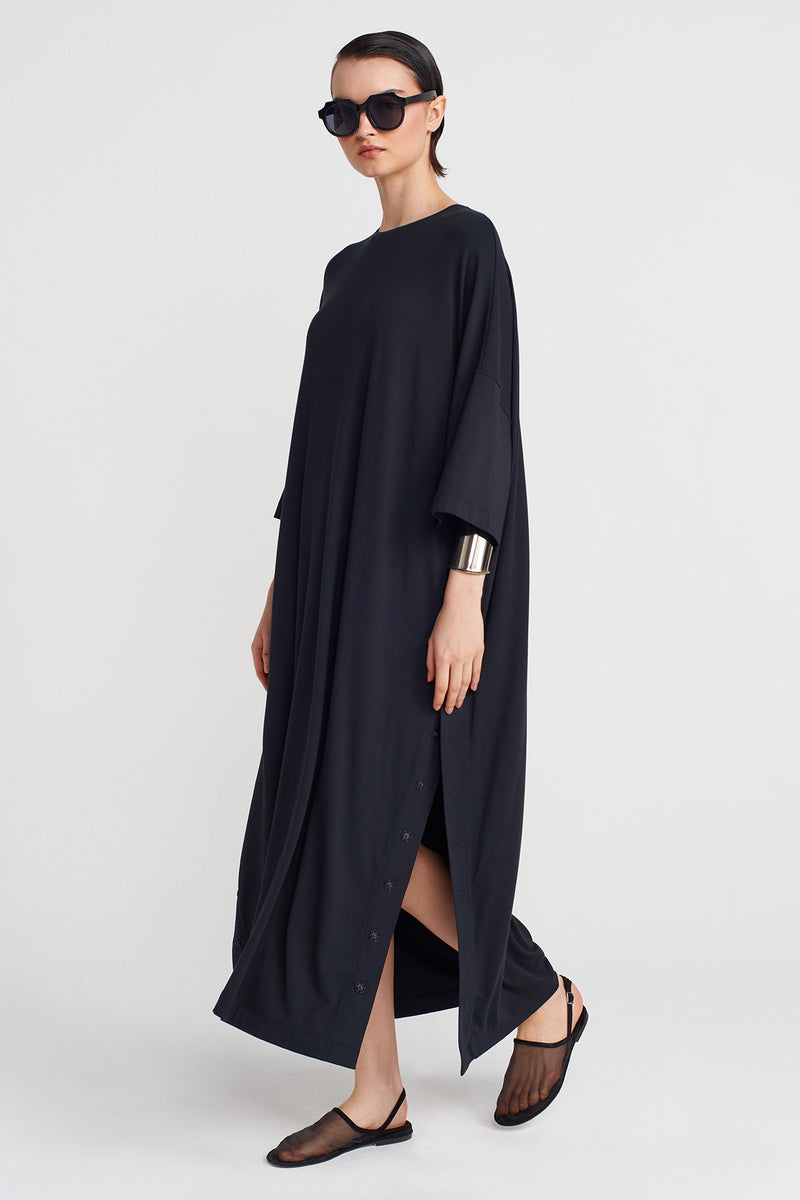 NU Oversized Short-Sleeve Dress Black