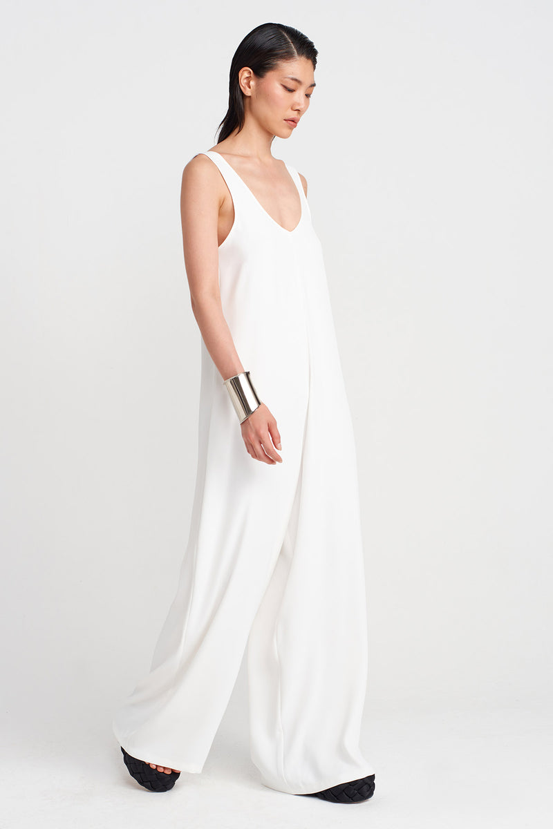 NU Sleeveless Long Elegant Jumpsuit Off White