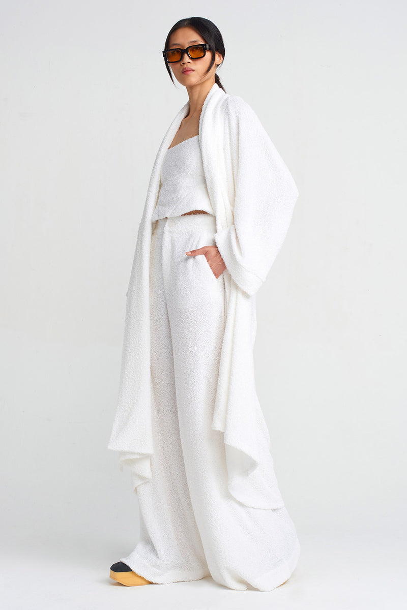 Nu Towel Fabric Long Kimono Off White