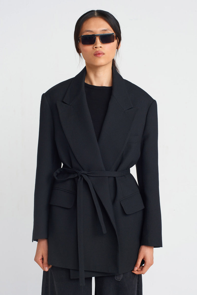 Nu Belted Blazer Jacket Black