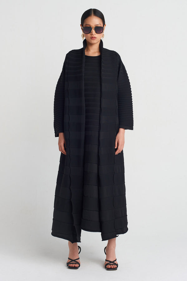 Nu Accordion Knit Cardigan Black