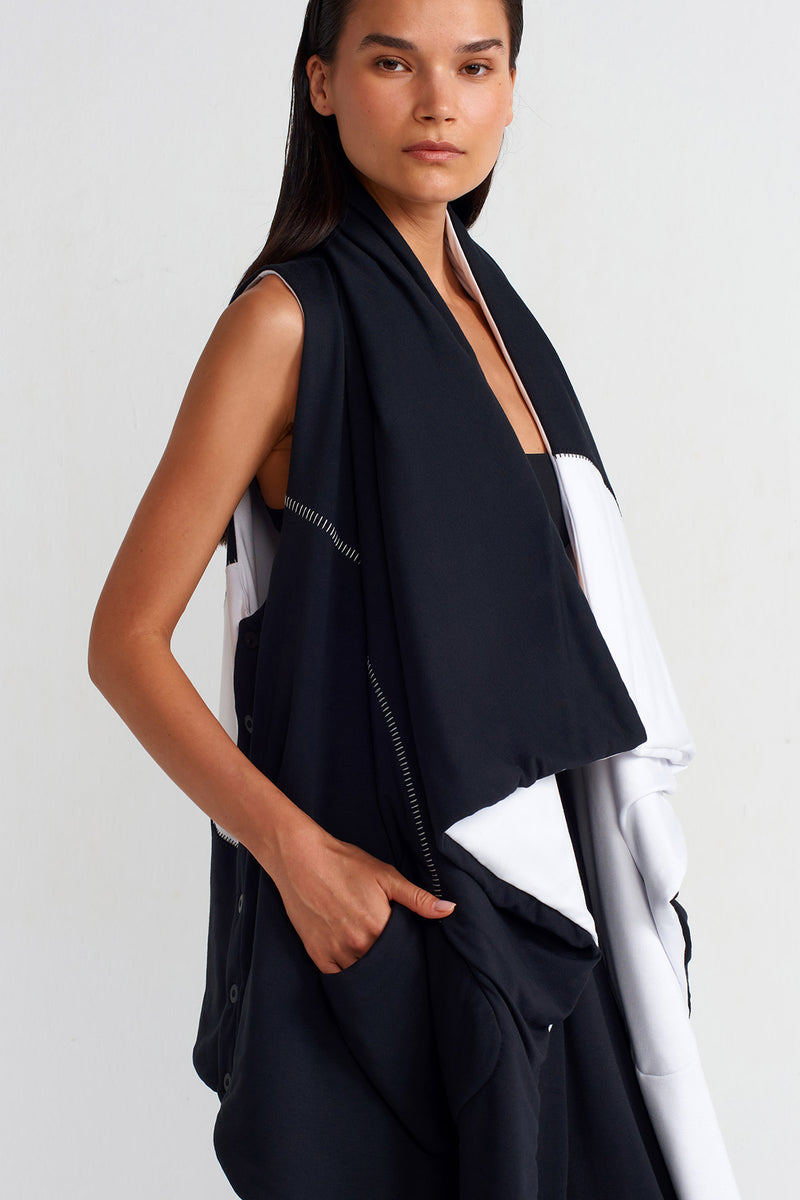 NU Fabric Block, Padded Vest Black/Offwhite