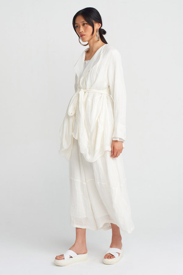 NU Linen Belted Jacket Off White
