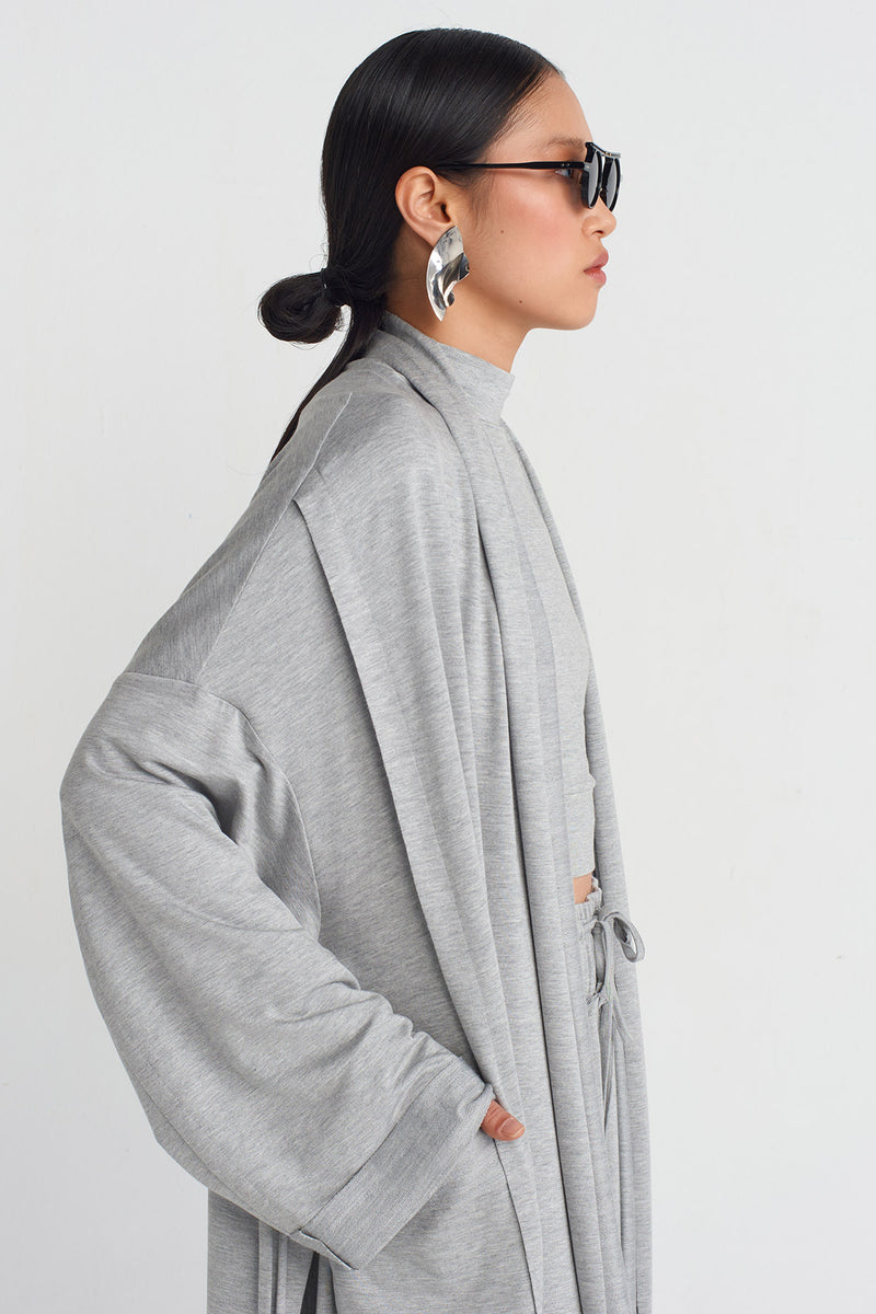 Nu Belted Kimono Grey Melange