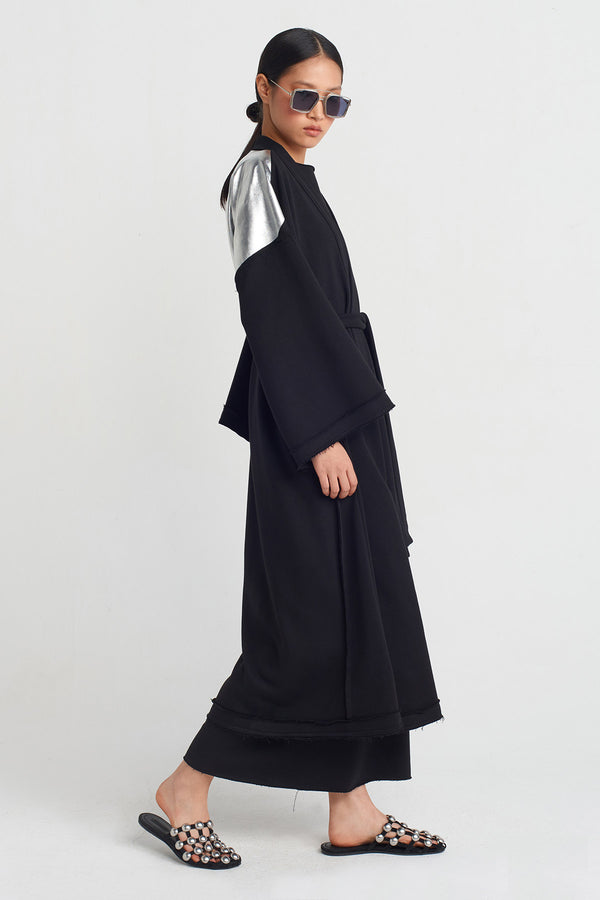 NU Circle Printed Cardigan Black - Silver