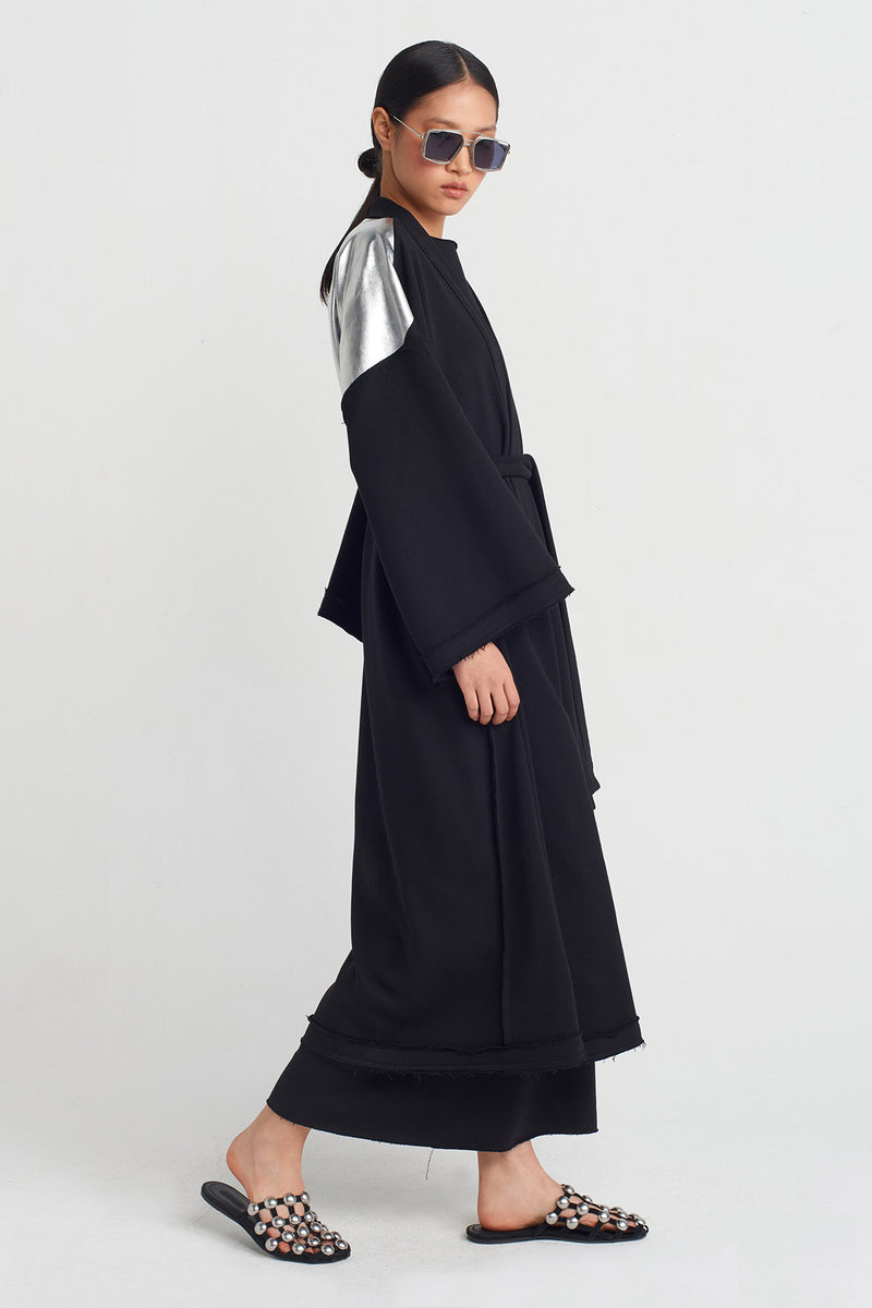 NU Circle Printed Cardigan Black - Silver