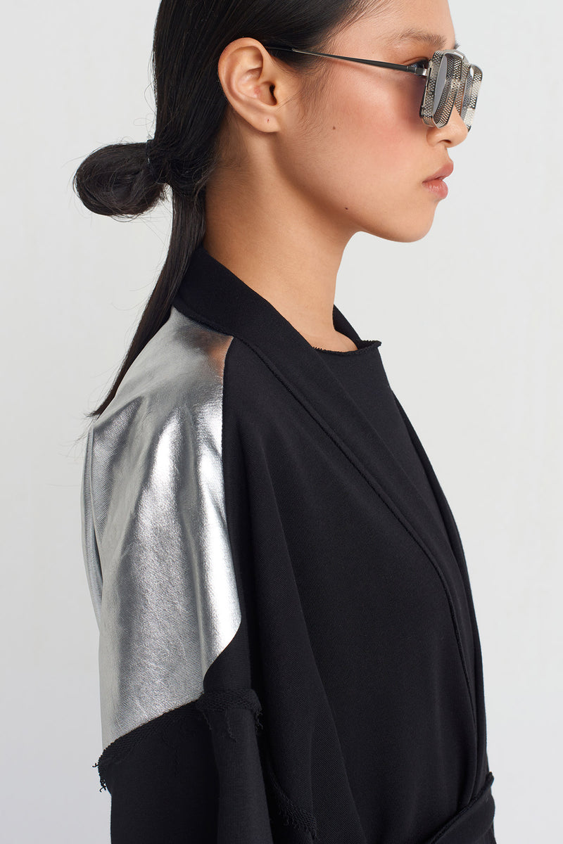 NU Circle Printed Cardigan Black - Silver