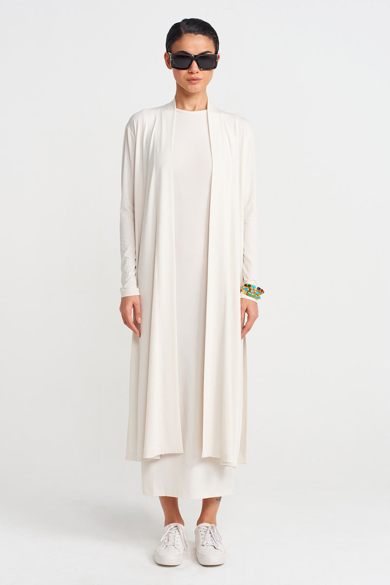 NU Long Jersey Cardigan Ecru