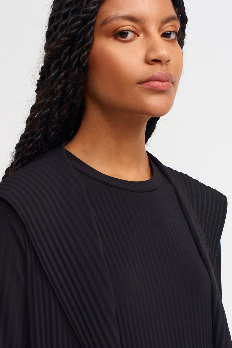 NU Hooded Pleated Jersey Cardigan Black