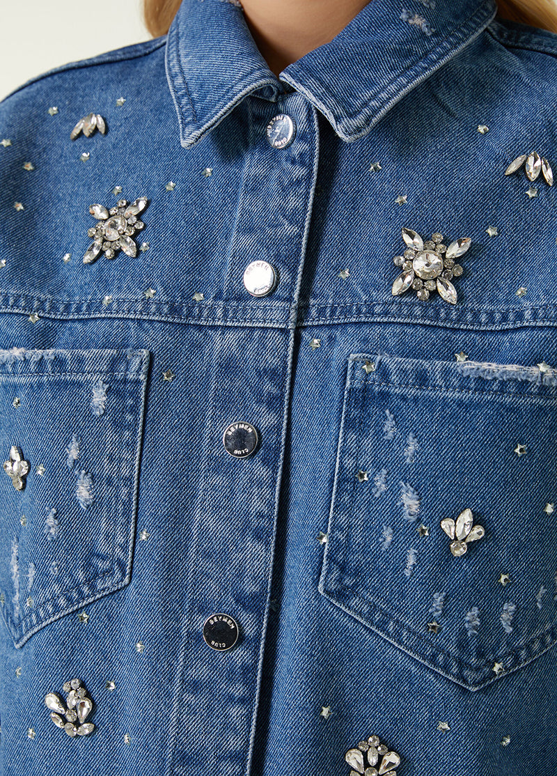 Beymen Club Stone Embroidered Denim Jacket Blue