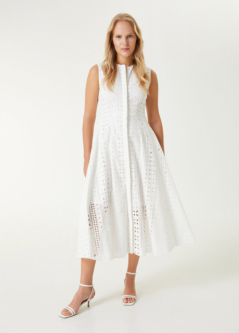 Beymen Club Sleeveless Embroidered Midi Dress Off White