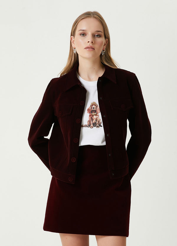 Beymen Club Burgundy Velvet Trucker Jacket Burgundy