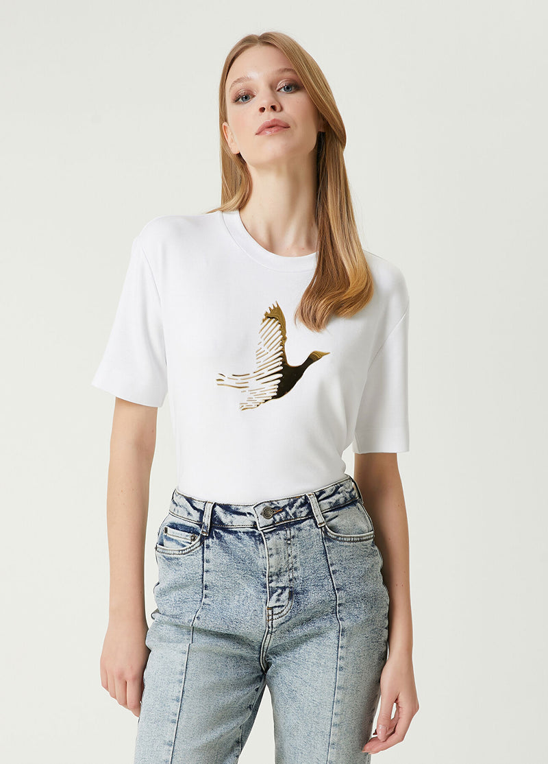 Beymen Club Gold Logo T-Shirt Off White